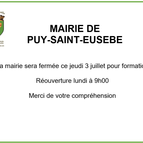 Fermeture mairie 03.07.2025 Fermeture mairie 03.07.2025