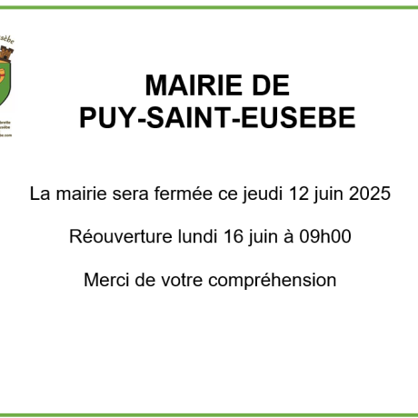 Fermeture mairie 12.06.2025 Fermeture mairie 12.06.2025