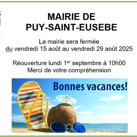 Fermeture mairie août 2025 Fermeture mairie août 2025